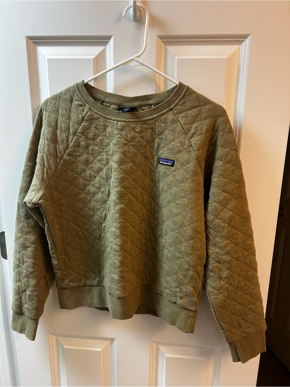 Patagonia Olive Quilted Crewneck Sweatshirt